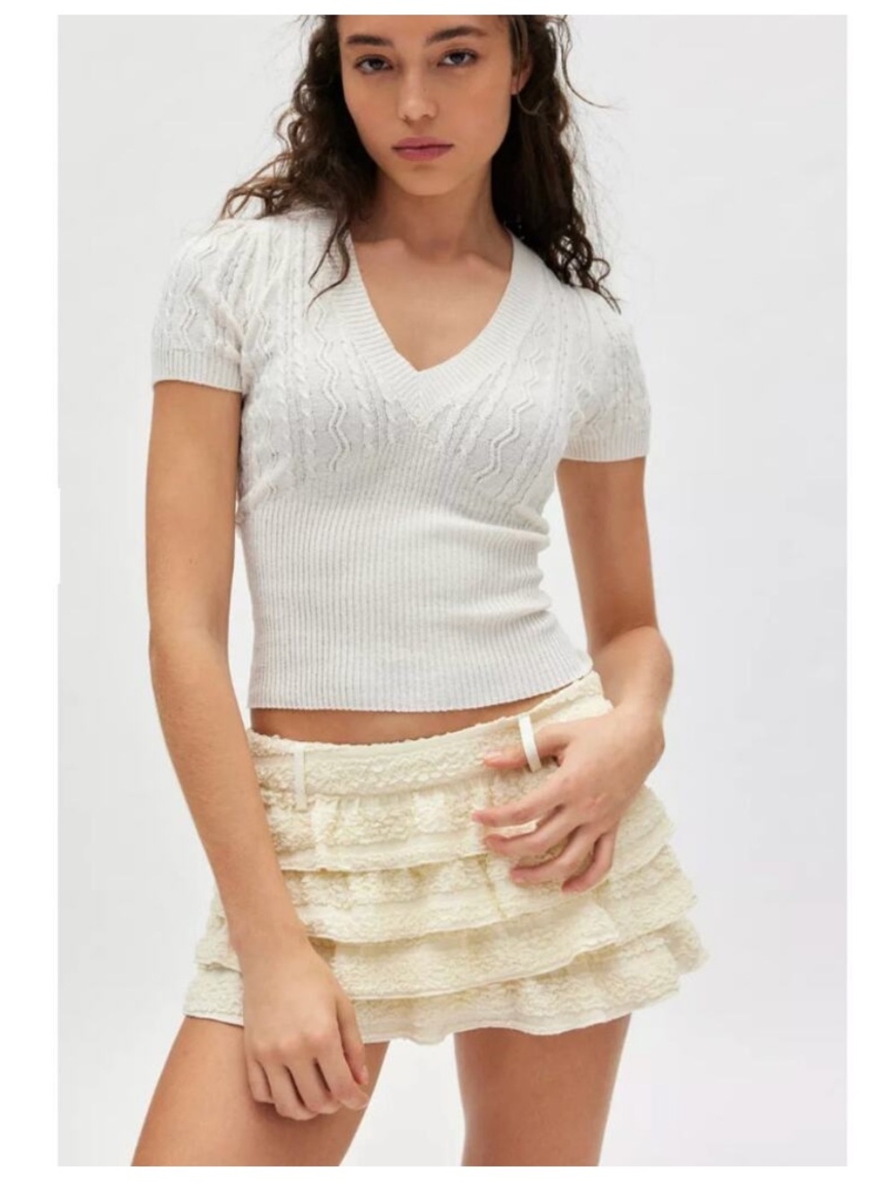 👗Lioness porcelain Ruffled match point mini skort